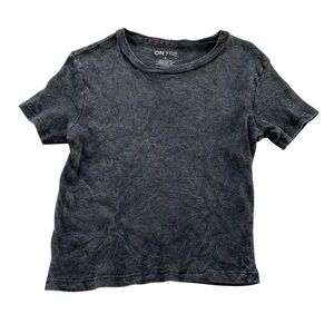 On Fire Acid Wash T-Shirt Sz L  Black/Gray Short Sleeve Tee Grunge Gen Z Y2K